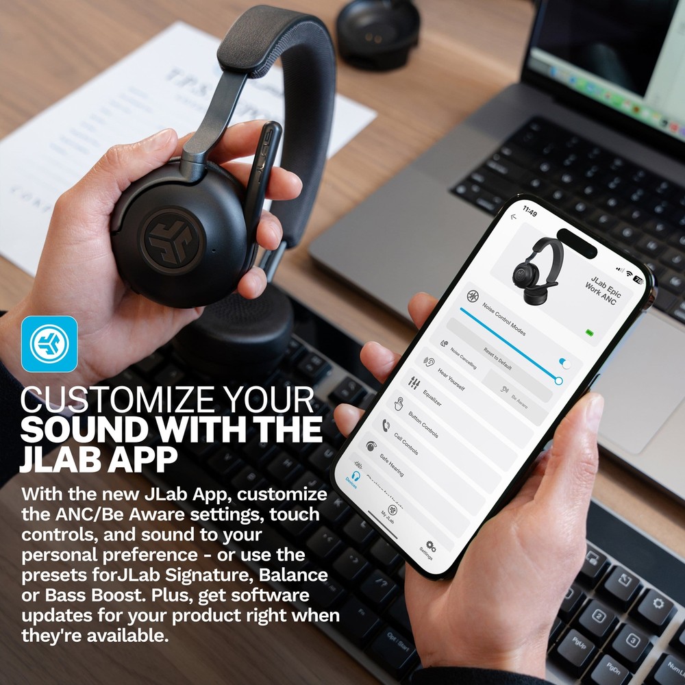 JLab - Epic Work ANC Wireless On-Ear Headset - Graphite