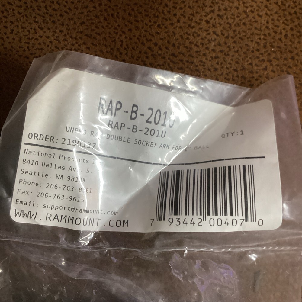 RAP-B-201U RAM Mounts Composite Double Socket Arm for 1" Ball Bases
