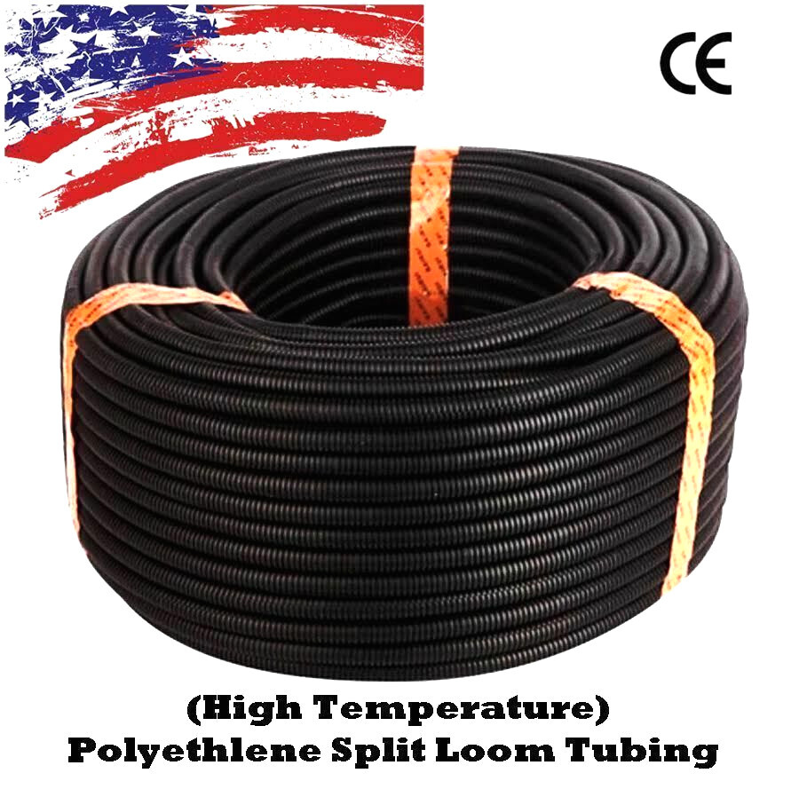 1/8" 1/4"  3/8" 1/2" 5/8" 3/4" 1") 1 - 100 FT Split Wire Loom Conduit Tubing LOT