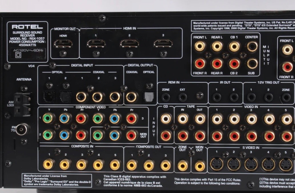 ROTEL RSX-1057, 7.1 Surround Receiver-75Wx5-Silver-Certified Factory Refurbish