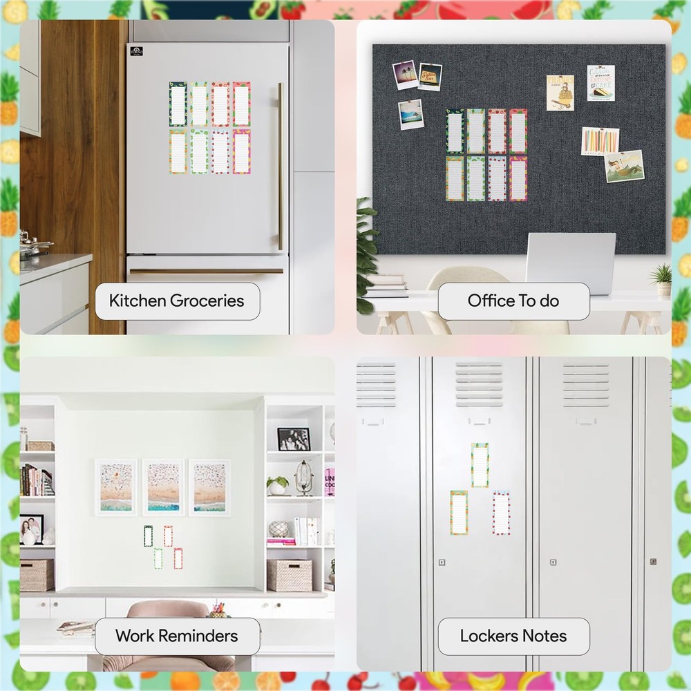 8 Magnetic Notepads – for Grocery 8 Pack- Medium, MEDIUM 8 PACK