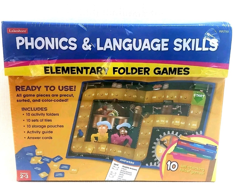 Lakeshore Elementary Folder Games Phonics and Language Grades 2-3 NEW Sealed