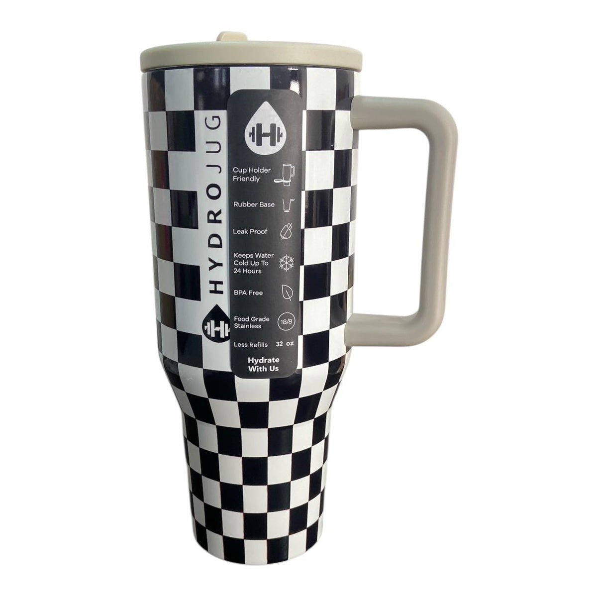 New! Hydrojug 40oz Traveler Limited Edition* Black White Gingham
