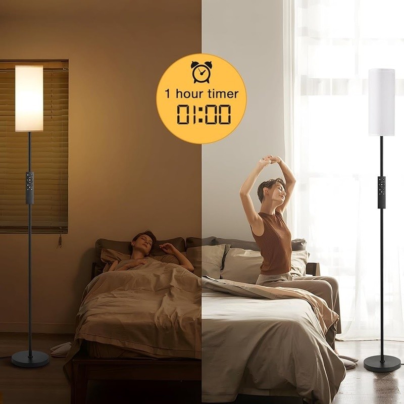 Dimmable Floor Lamp Remote Control Adjustable Brightness Color Temperature Timer