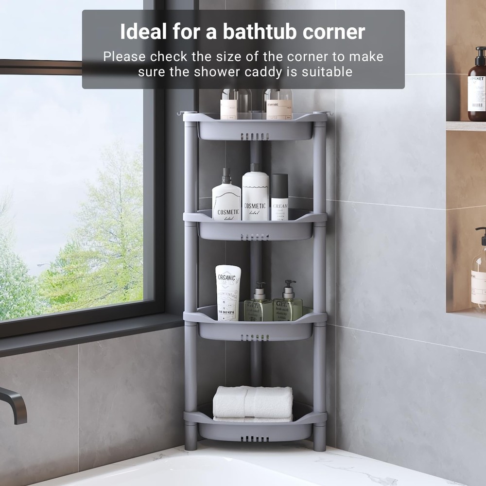 ELYKEN 4-Tier Corner Shower Caddy Organizer Shelf - Rustproof, Adjustable