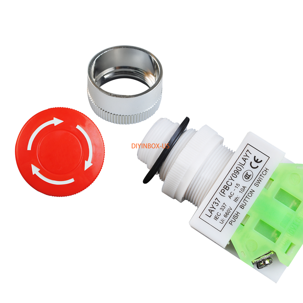 2X Emergency Stop Switch Push Button Mushroom Emergency Shut Off Switch Button
