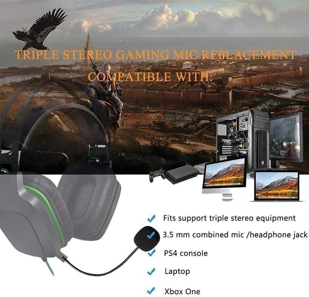 2Pcs Headset Microphone 3.5mm Plug, Black Headset Microphone Adjustable 360 D...