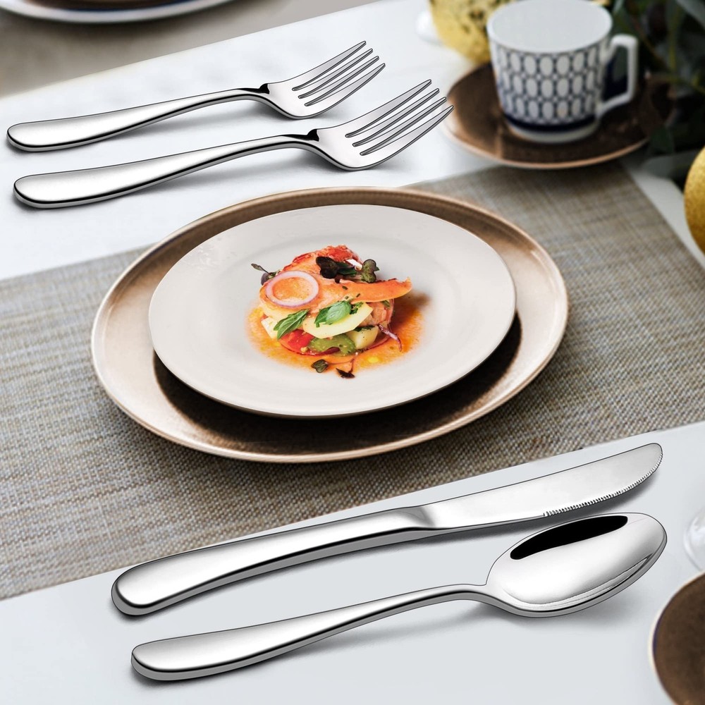 Silverware Set with Serving Fork Spoons Silverware Set with Serving Fork Spoons