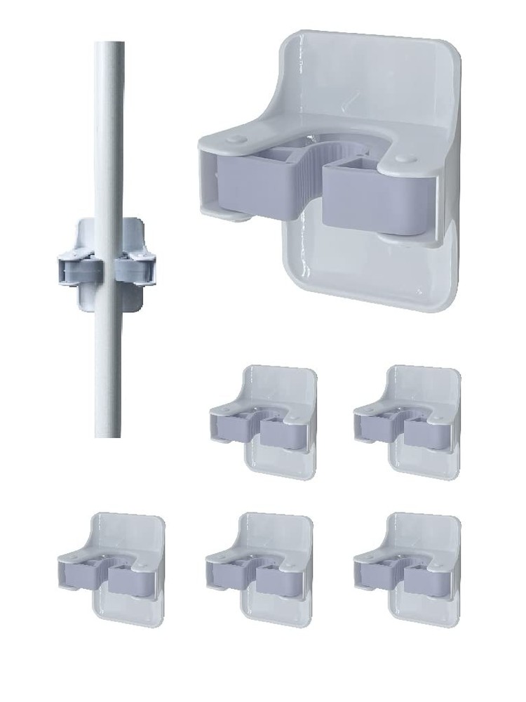 aeHave Command Broom Holder Wall Mount 6pcs - Mop Garage Tool White