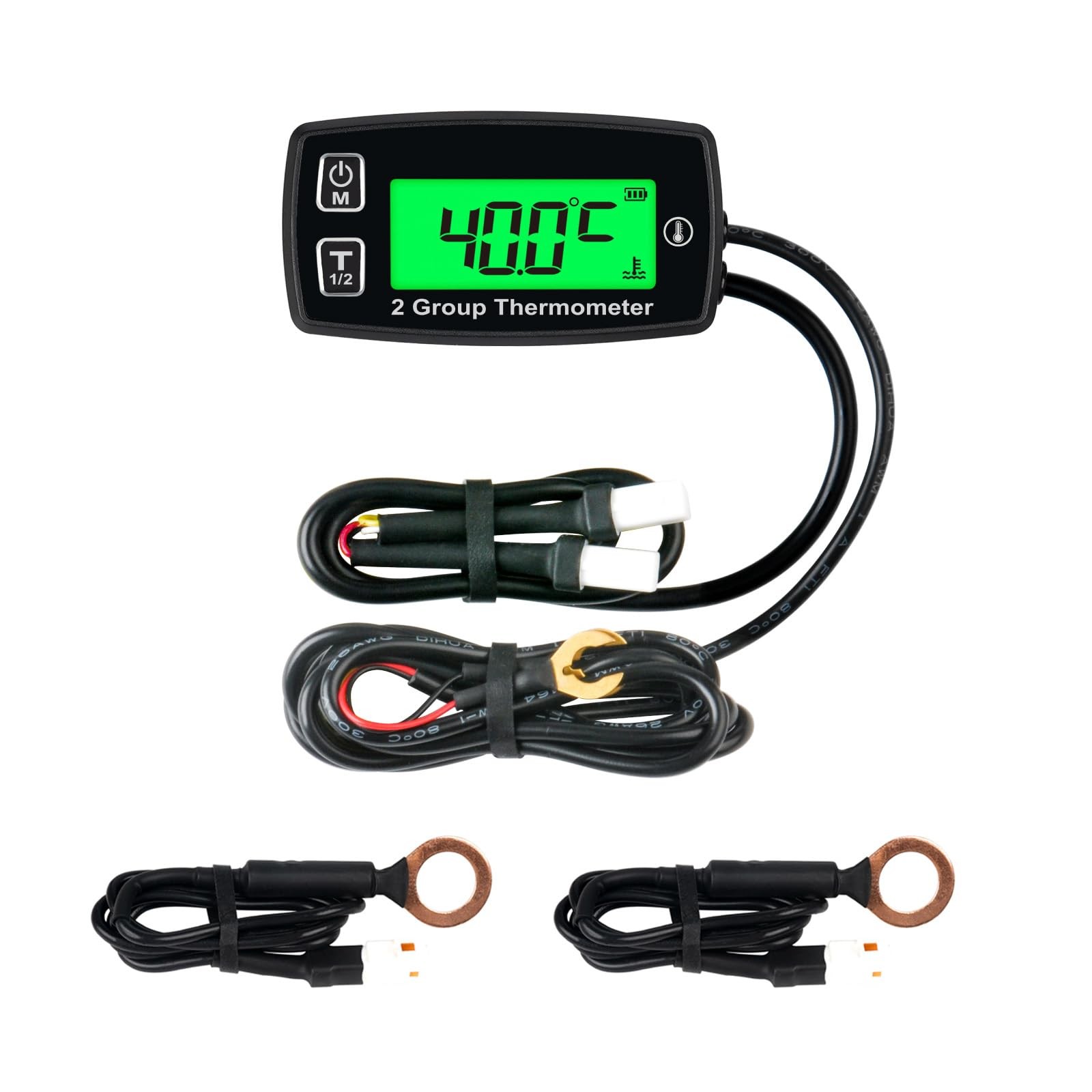 Digital LCD Engine Temp Gauge,Dual Temperature Record,Backlight Display,User ...