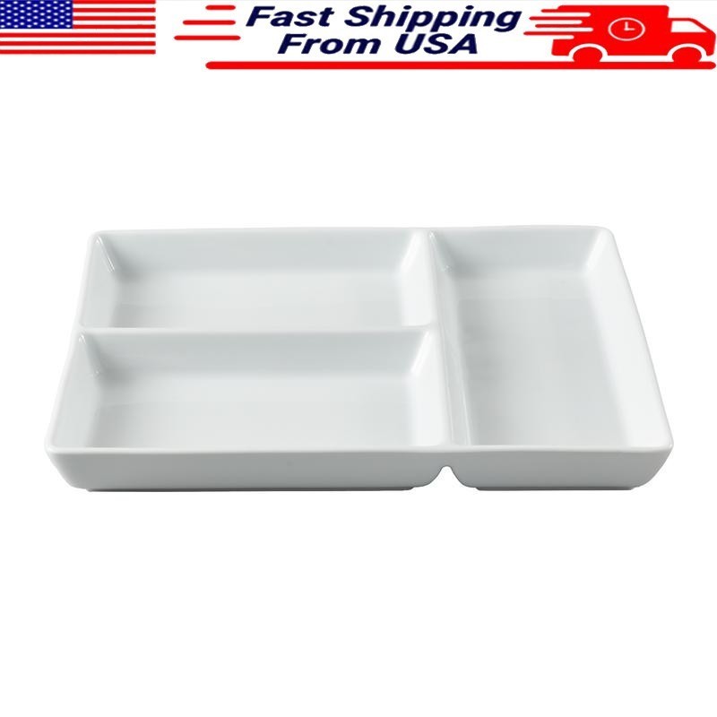 Porcelain Rectangular Divided Tray Microwave Dishwasher Oven Safe Elegant Design