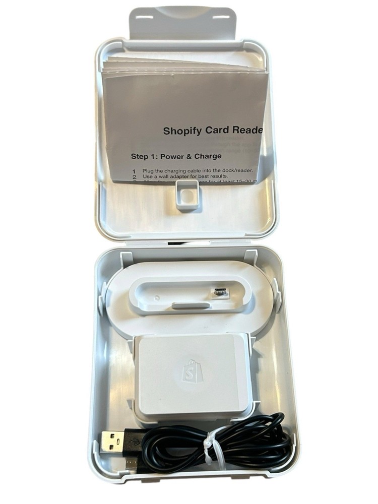 Shopify Chip & Swipe Card Reader POS Tested Powers On w/ Cord Case