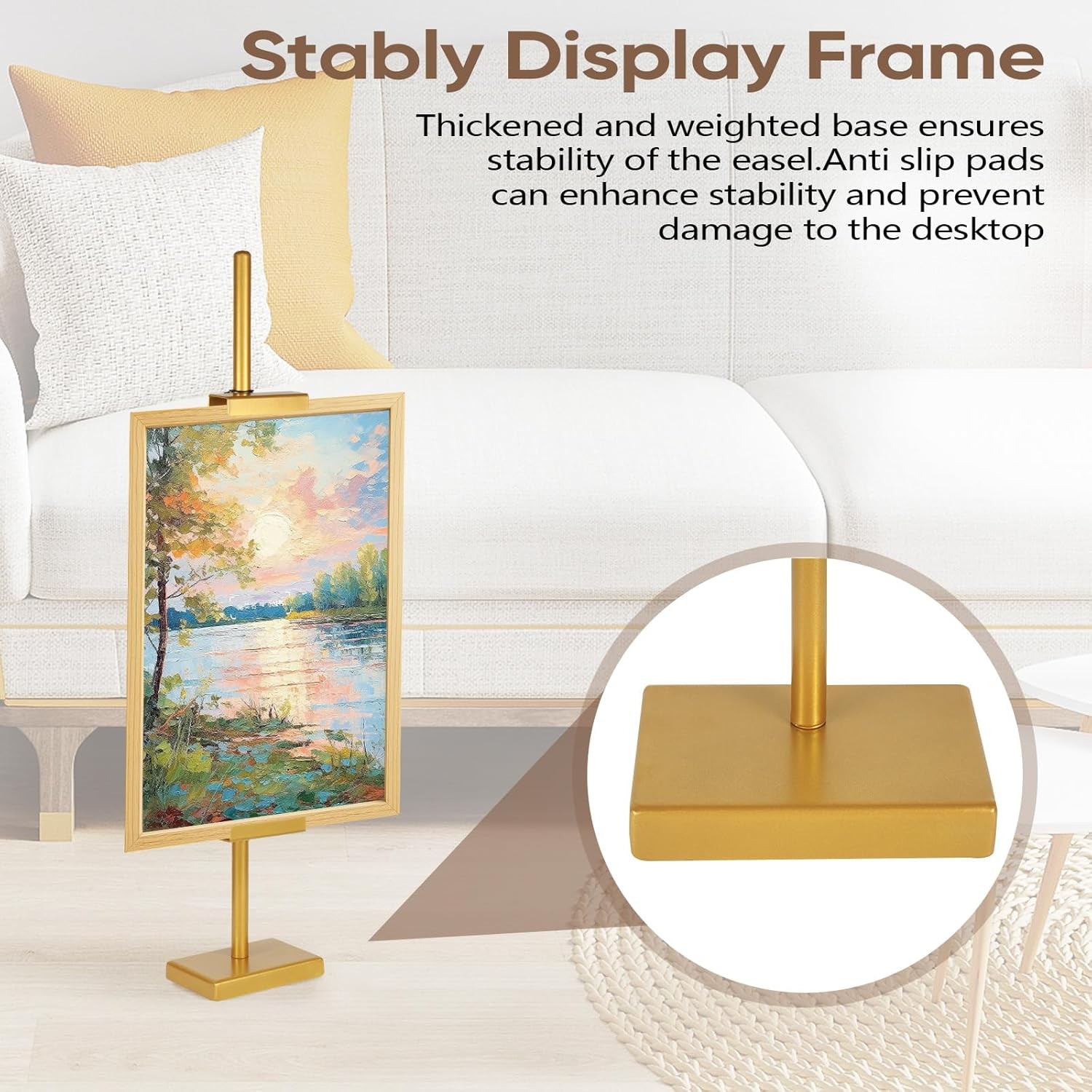 Tabletop Easel Stand for Picture Frames, Picture Easels for Display, Gold Easel