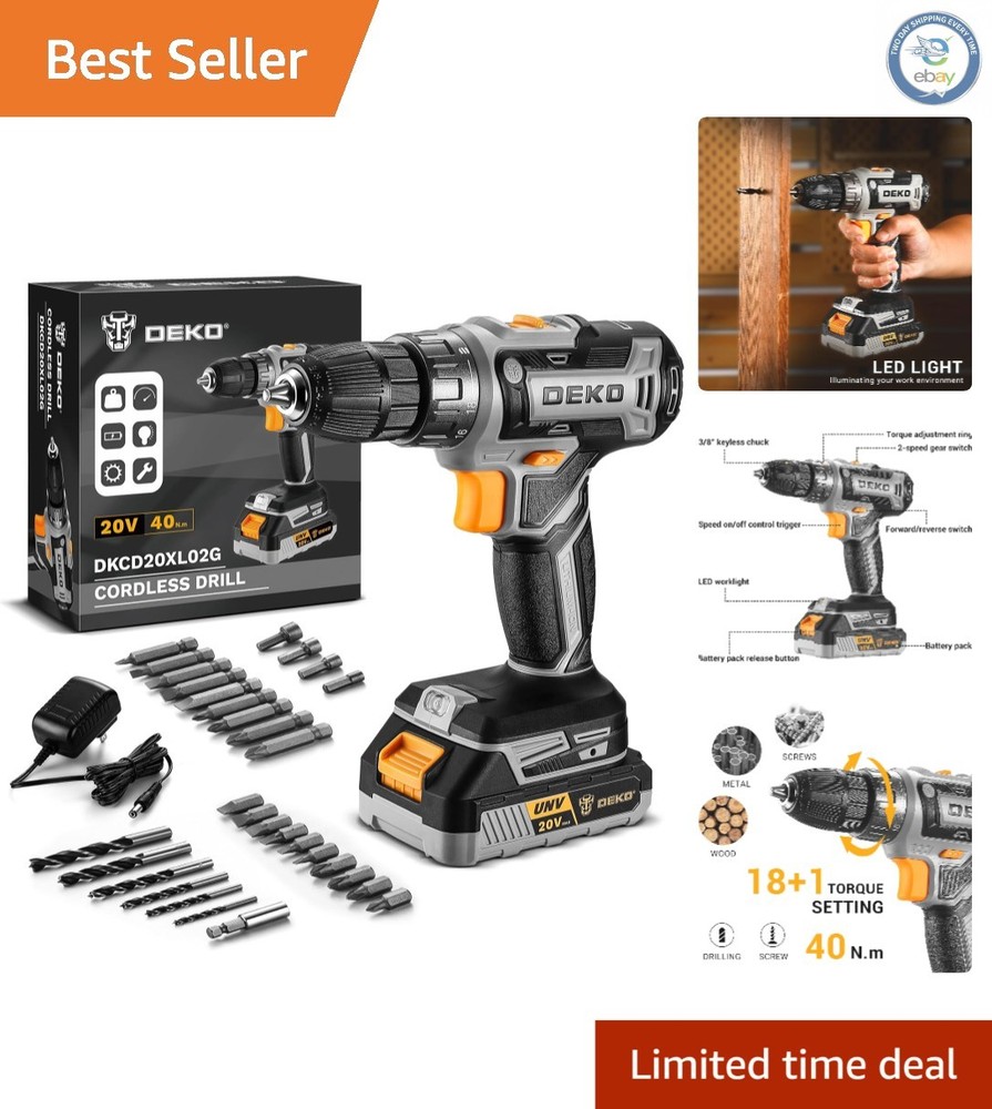Compact 20V Electric Drill with Variable Speeds - Perfect for DIY Projects