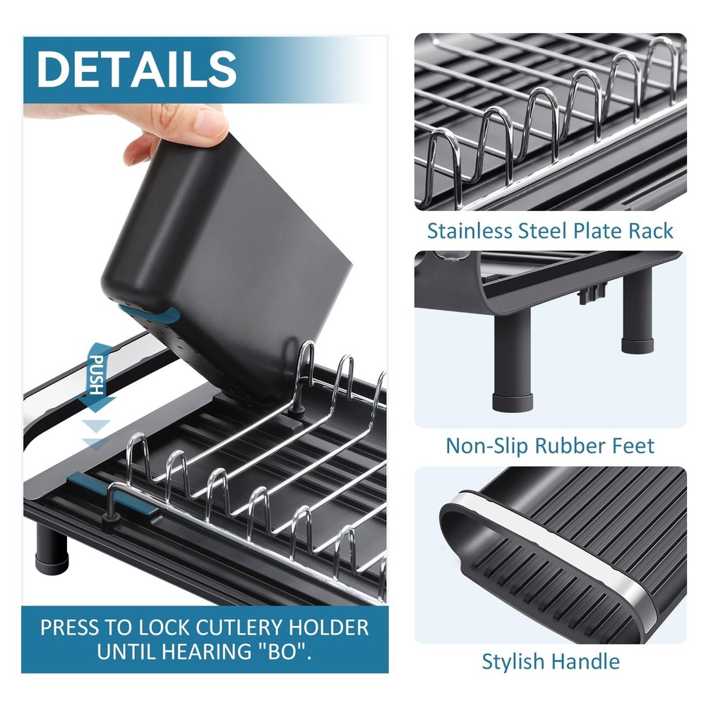 Small Dish Drying Rack, Mini Expandable Compact Dish Rack, Slim Extendable St...