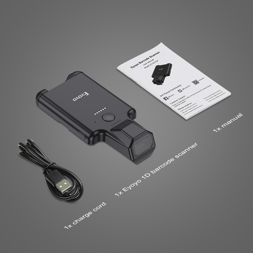 Eyoyo 2D QR Bluetooth Barcode Scanner Bar Code Reader Back Clip Cover Scanner