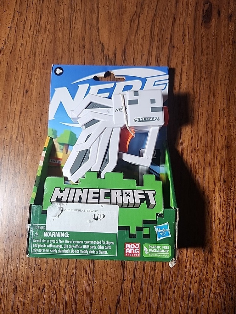 NERF MicroShots Minecraft Ghast Mini Blaster, Includes 2 Official Elite Darts