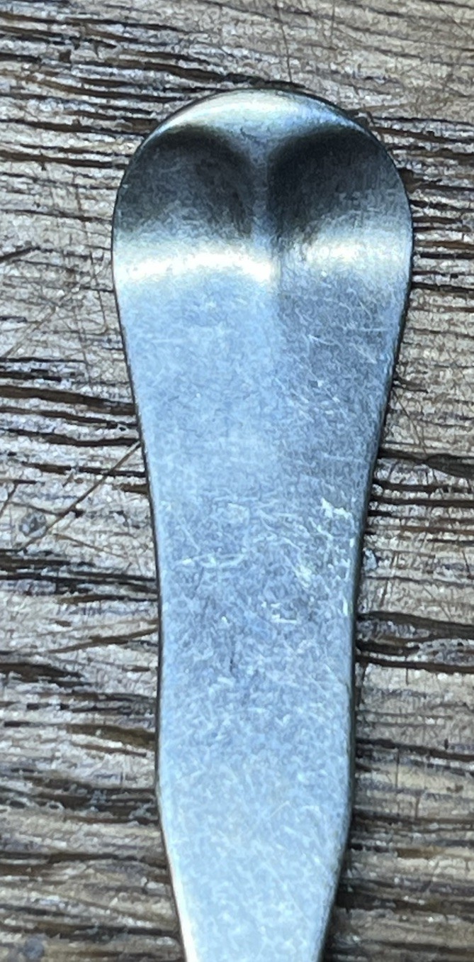 American Coin Silver Shell Bowl Salt Spoon No Monogram Upturned Fiddle