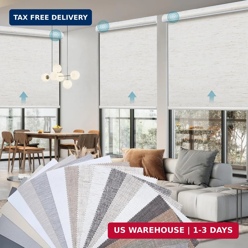 SmartWings Motorized Smart Blinds with Remote, Custom Automatic 100% Blackout Ro