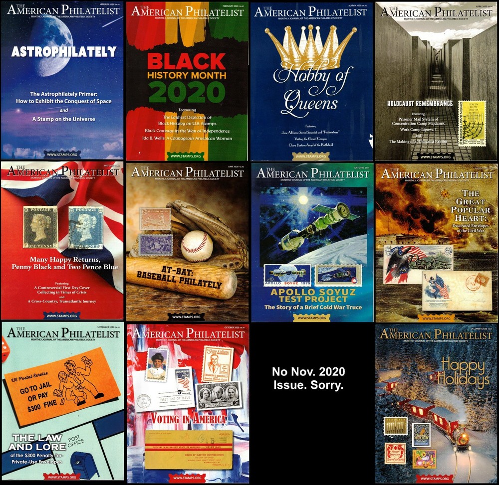 AMERICAN PHILATELIST 11 ISSUES 2020 ~ 1050 pages ~ Stamps, Covers, US, Worldwide