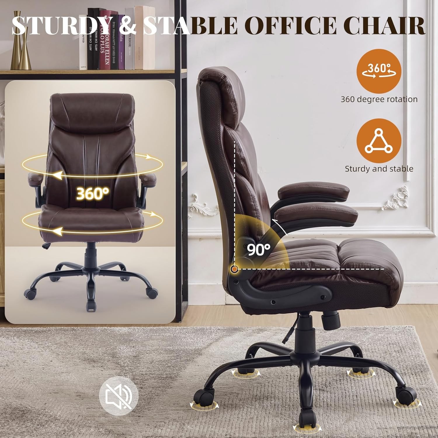 500lbs Big and Tall Office Chair Wide Ergonomic Computer Desk Chair Adjustable
