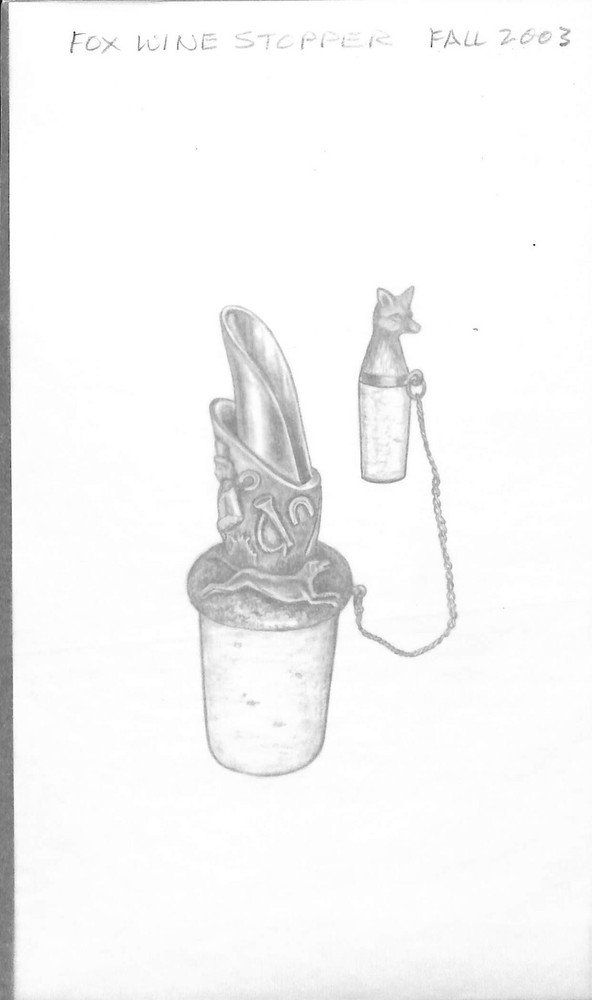 Fox Wine Stopper Fall 2003 Graphite Drawing