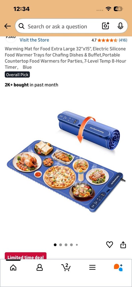 PSAO Electric Silicone Warming Tray Extra Large 32"x15", 7 Settings, Timer