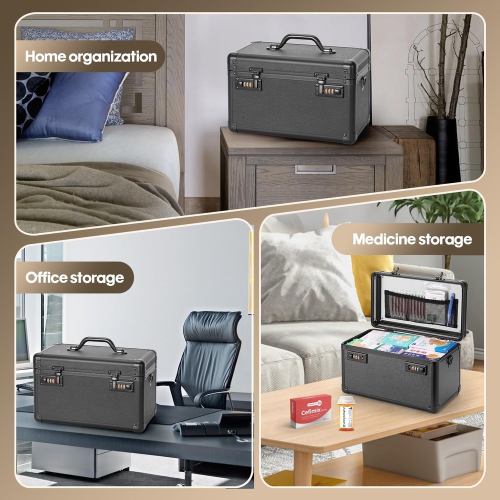 Large Lock Box - Security Combination Lock Box, Locking Storage Case for Pers...