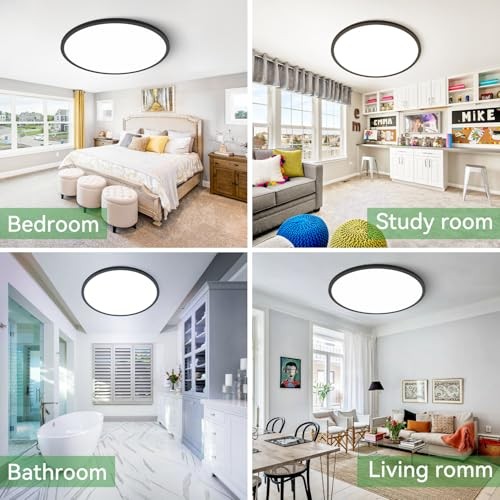 15.8INCH 2Pack Big Dimmable Flush Mount Ceiling Light 15.8Inch-2pack Black