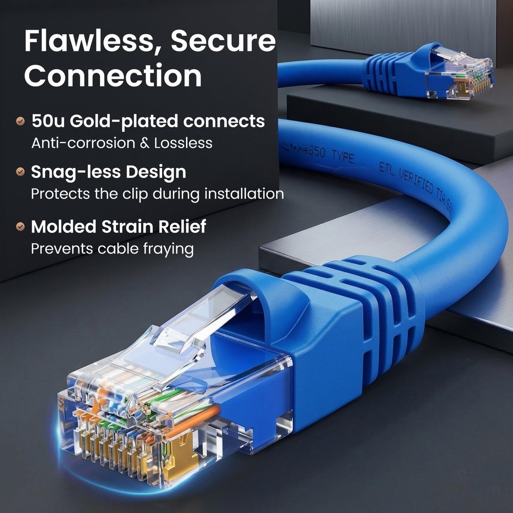 Cat 6 Ethernet Patch Cable 10 ft Blue (10 Pack) - Cat6 Patch Cables 10ft Blue...