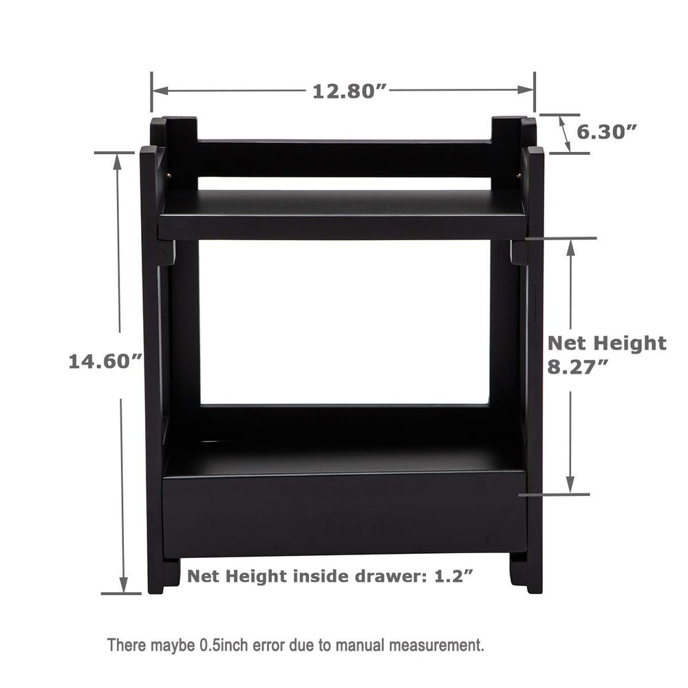 Makeup Organizer with Drawer, Black Vanity Storage Box, Multi-Purpose Storage...