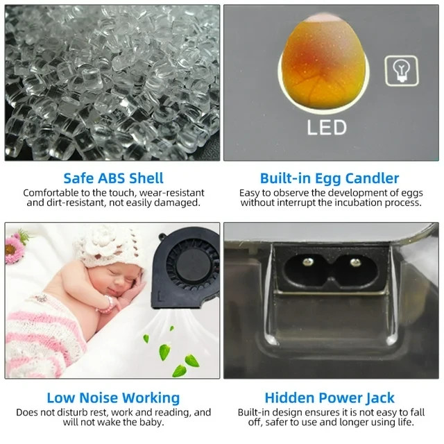 12 Eggs Incubator Automatic Egg Turning Humidity Control Temperature Display