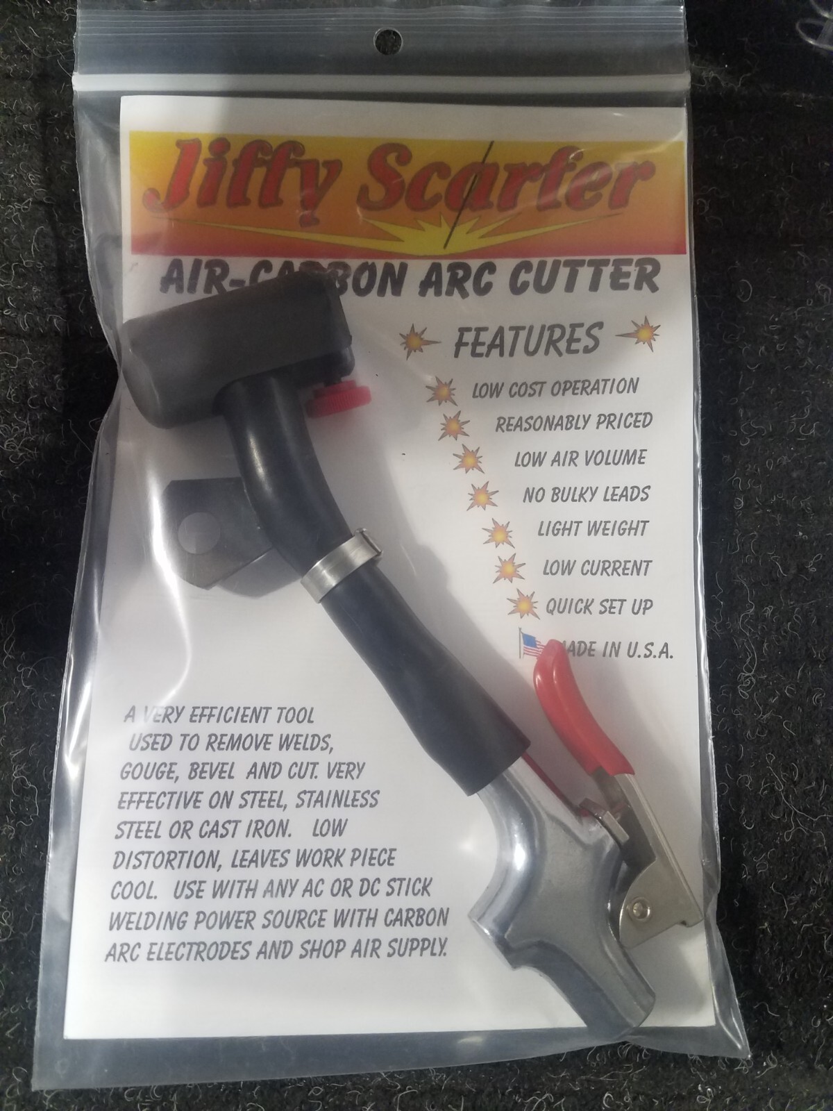 JIFFY SCARFER Carbon Air-Arc Cutting Tool (NEW TOOL) "welders best friend"