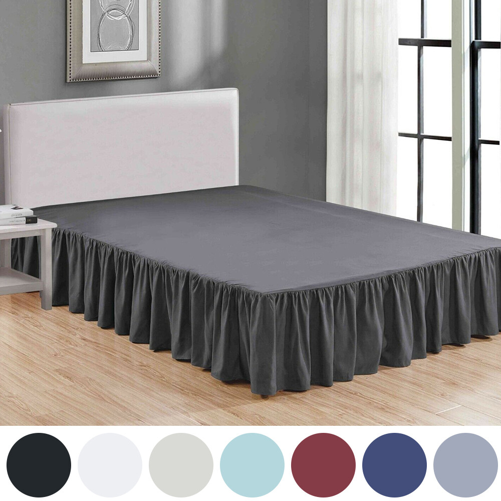 Luxury Bed Skirt 14" Drop Super Solid Microfiber Pleated Premium Wrinkle Free