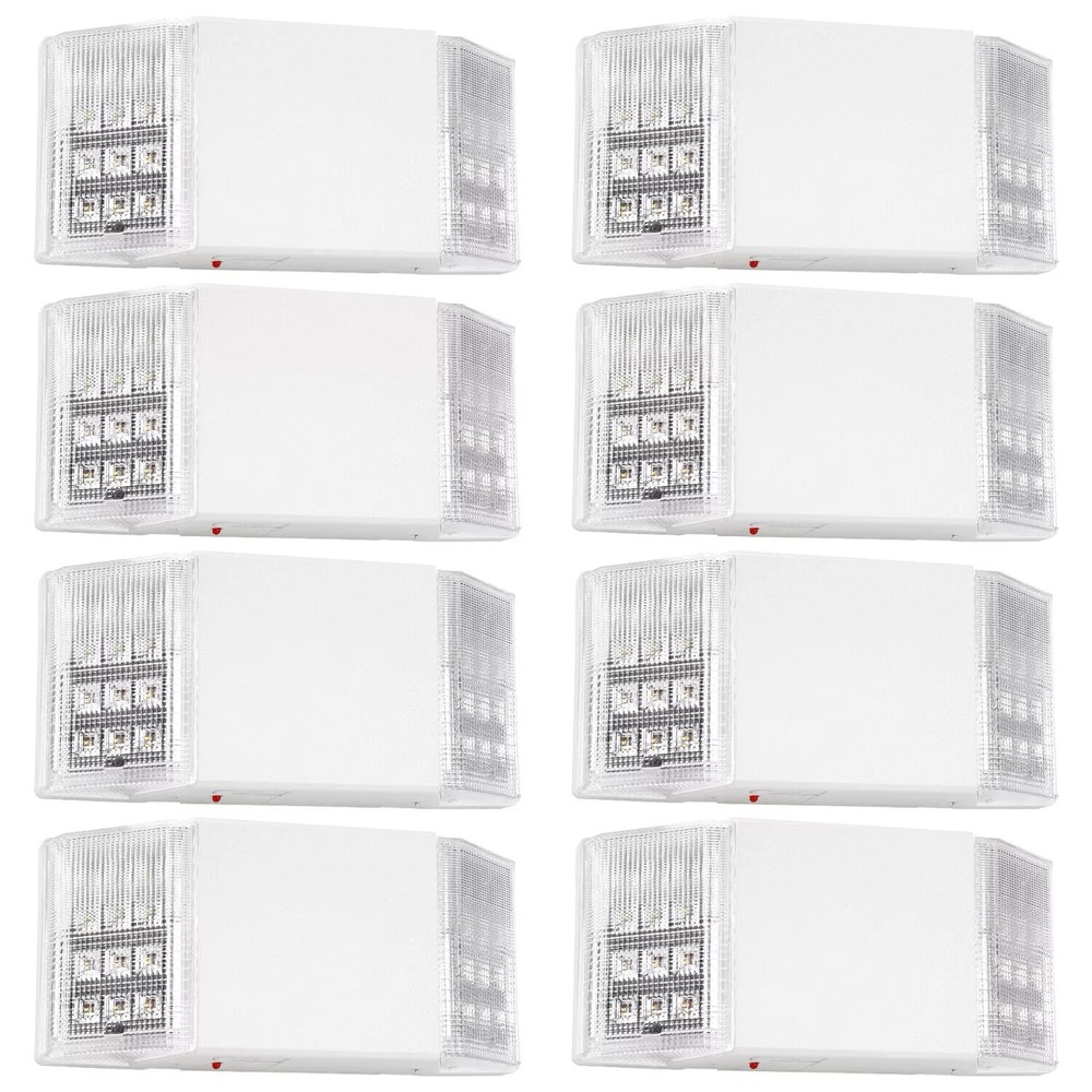 8 Pack LED Emergency Exit Light Fixtures, Two LED Square Heads