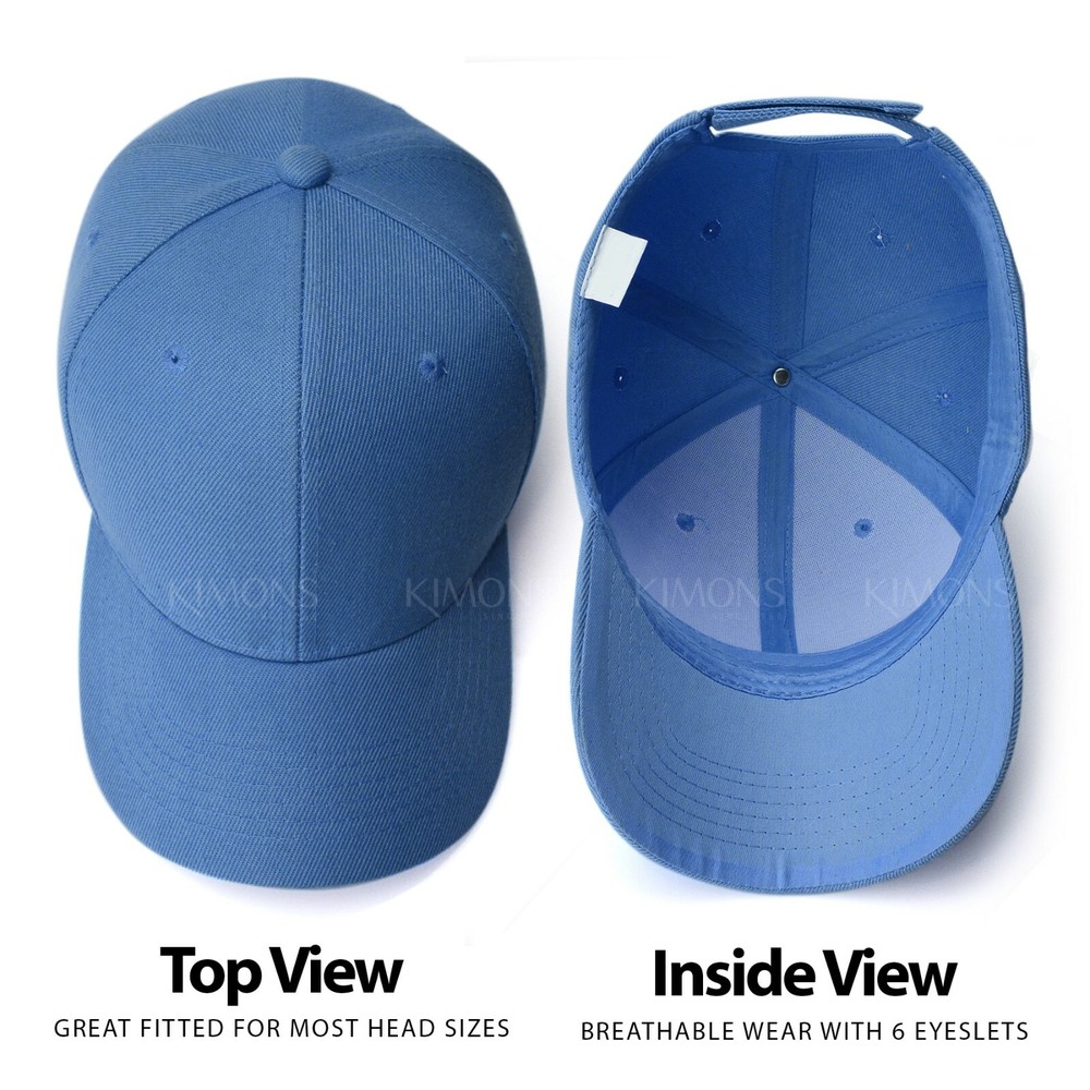 Plain Baseball Cap Solid Color Blank Army Hat Ball Men Women Hook-N-Loop VC wool