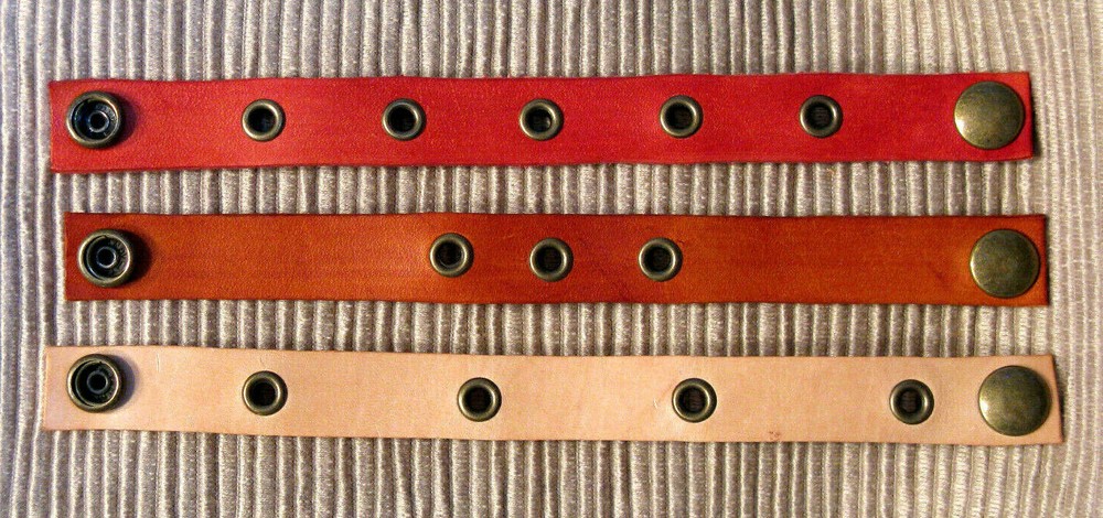 Custom Handcrafted Genuine Leather "Rivet" Design Cuff Trio