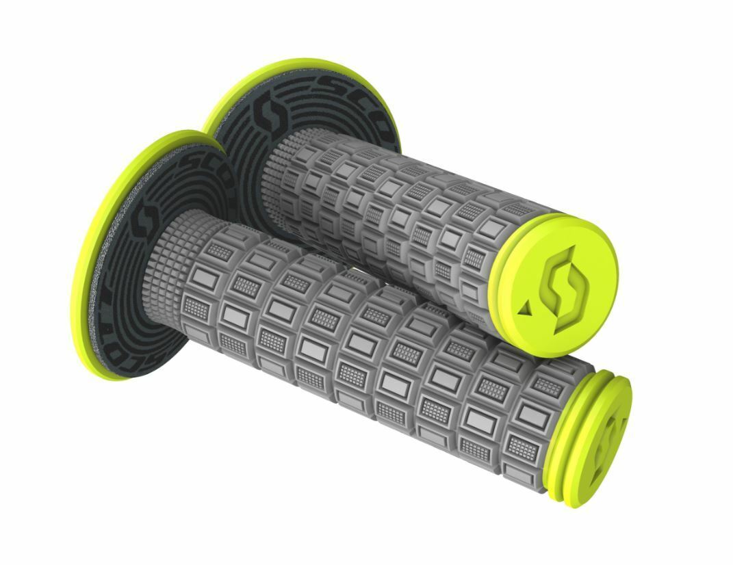 SCOTT USA MELLOW MOTORCYCLE MX HANDLEBAR GRIPS GREY/NEON YELLOW W/ DONUTS