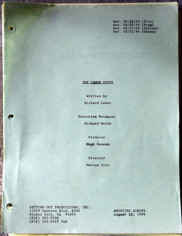 1994 The Lemon Grove Original Screenplay Shooting Script