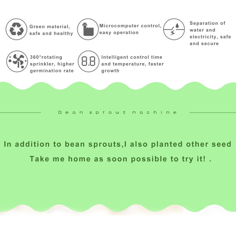 Automatic Bean Sprouts Machine Thermostat 2Layer Bean Sprouter Seed Sprout Maker