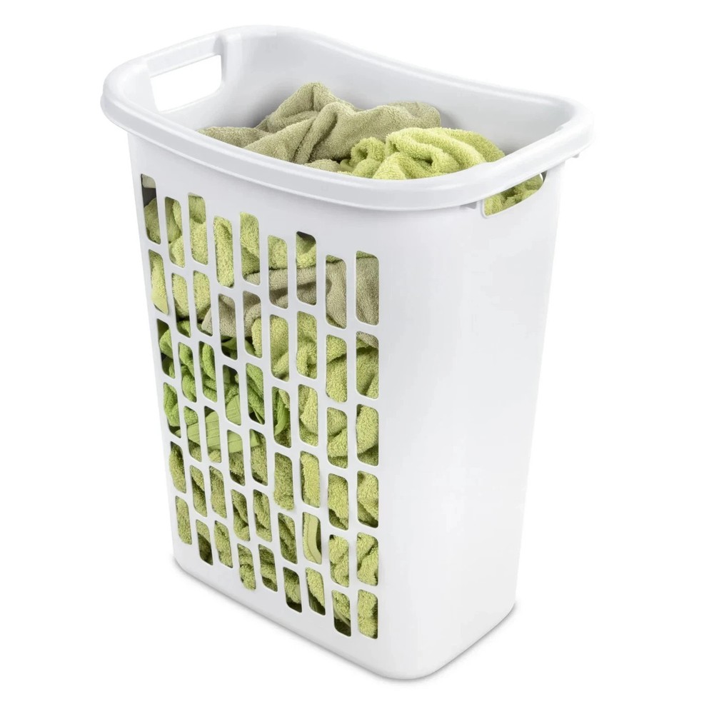 Mainstays Rectangular Open Laundry Hamper, Plastic White