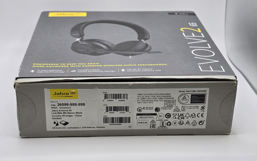 Jabra Evolve2 65 Stereo Wireless Headset (MS Teams, USB-A) - Black