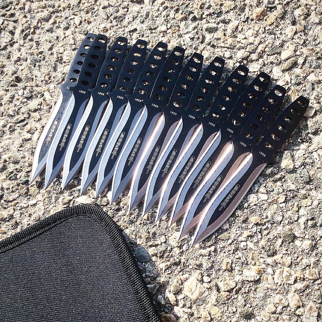 6" Defender 12 pc Throwing Knives set With Nylon Sheath