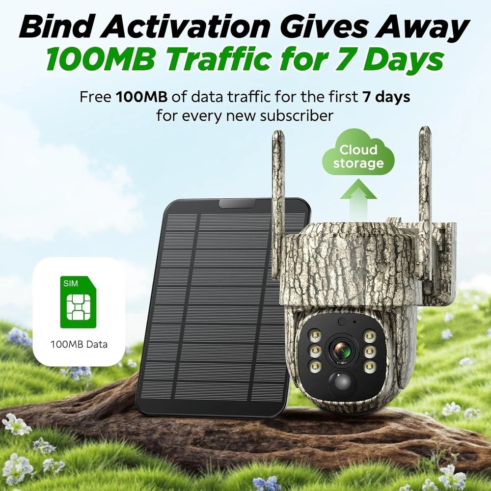 Campark Cellular Trail Camera w/ Solar Panel Support Live Streaming Night Vision