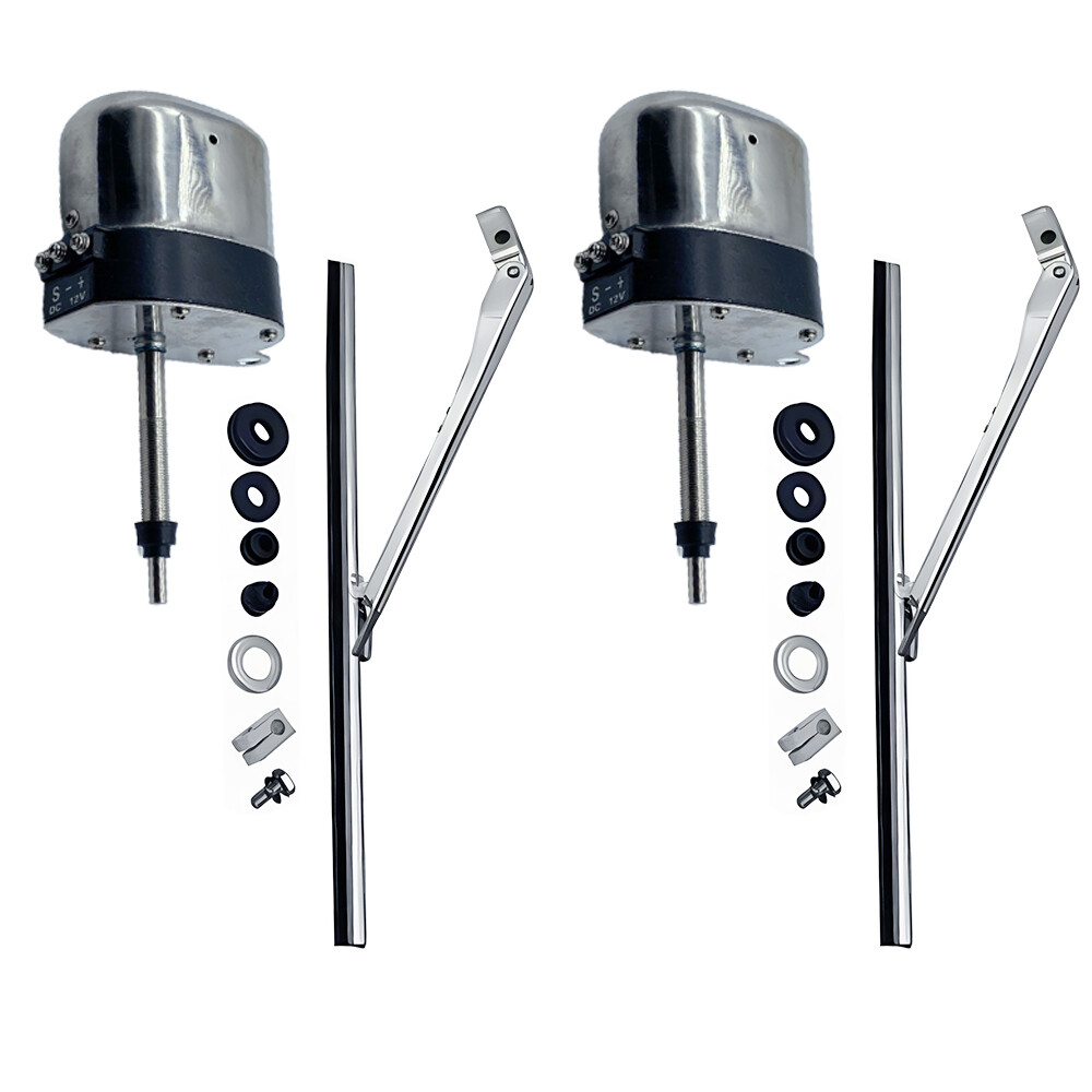 Pair of Stainless Windshield Wiper Motor Hot Street Rod for Jeep Boat Chevy Ford