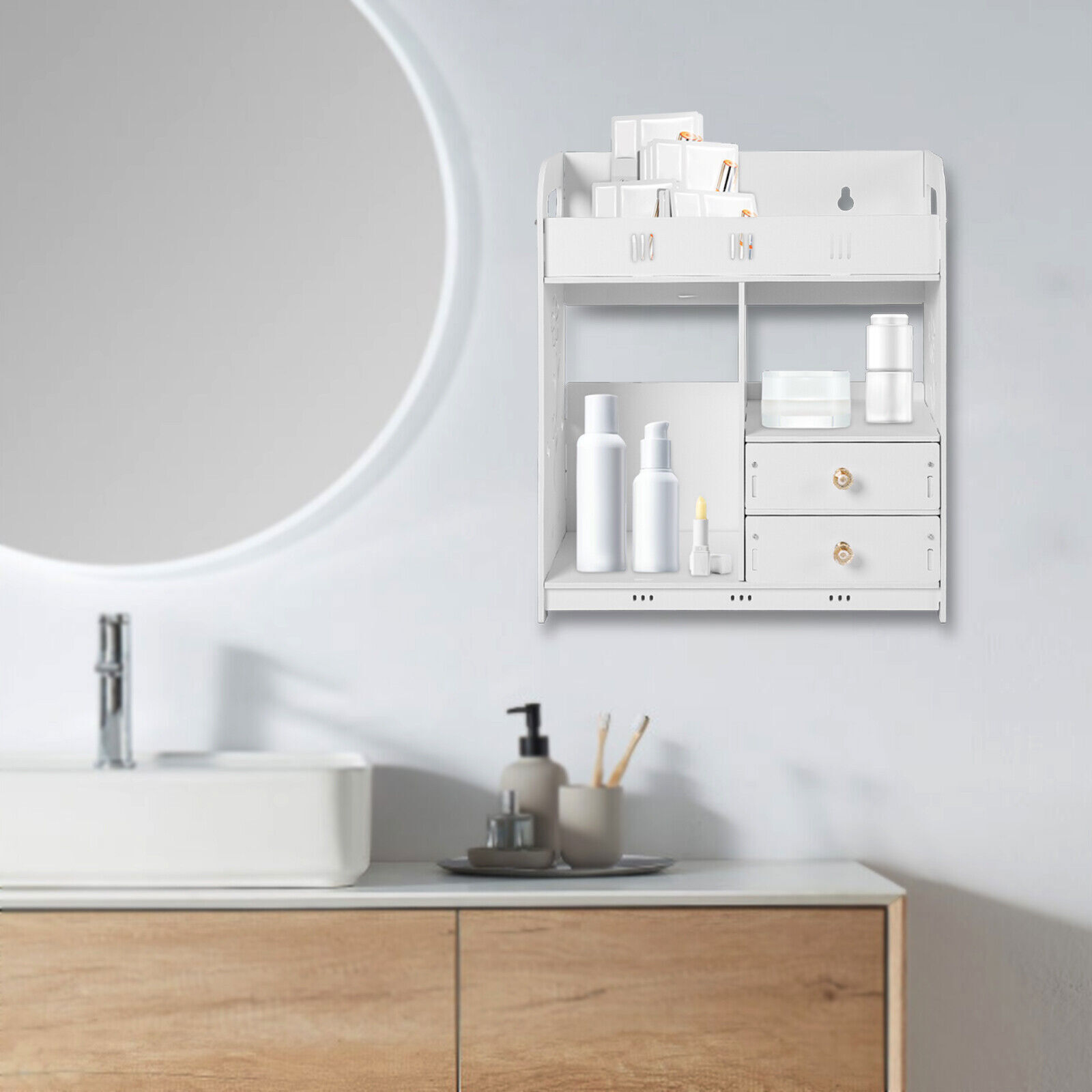 Bathroom Cabinet Wall Mount Medicine Cabinet Storage Cupboard Organizer White