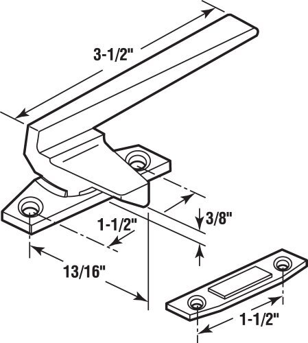 Right-Handed, Bronze, Casement Locking Handle with Offset Base (Single Pack)