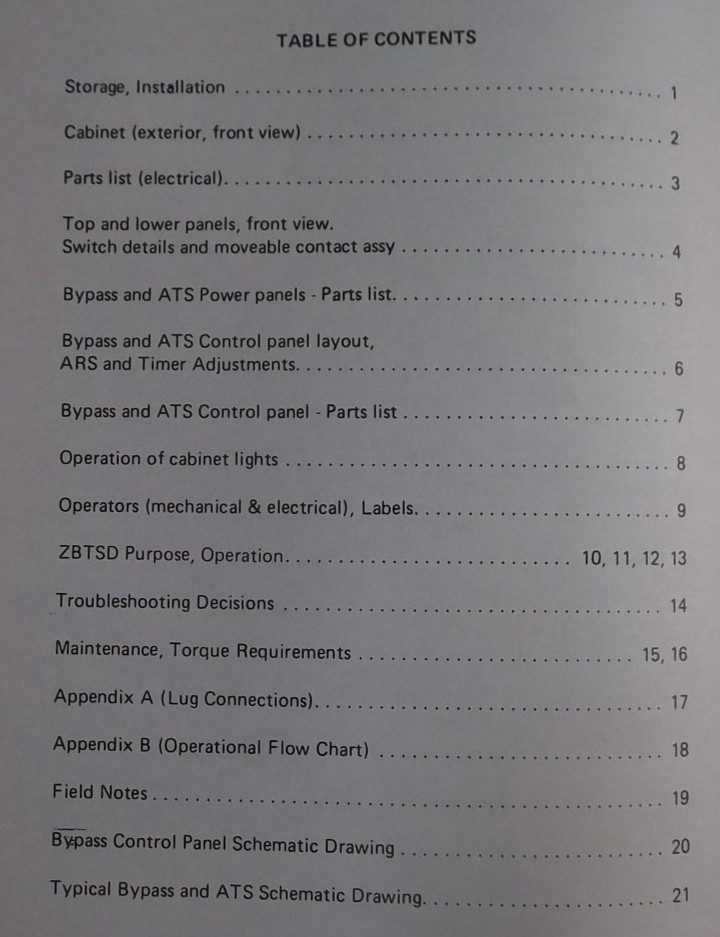 ZENITH ZBTSD BYPASS ISOLATION TRANSFER SWITCH OPERATION & MAINTENANCE MANUAL