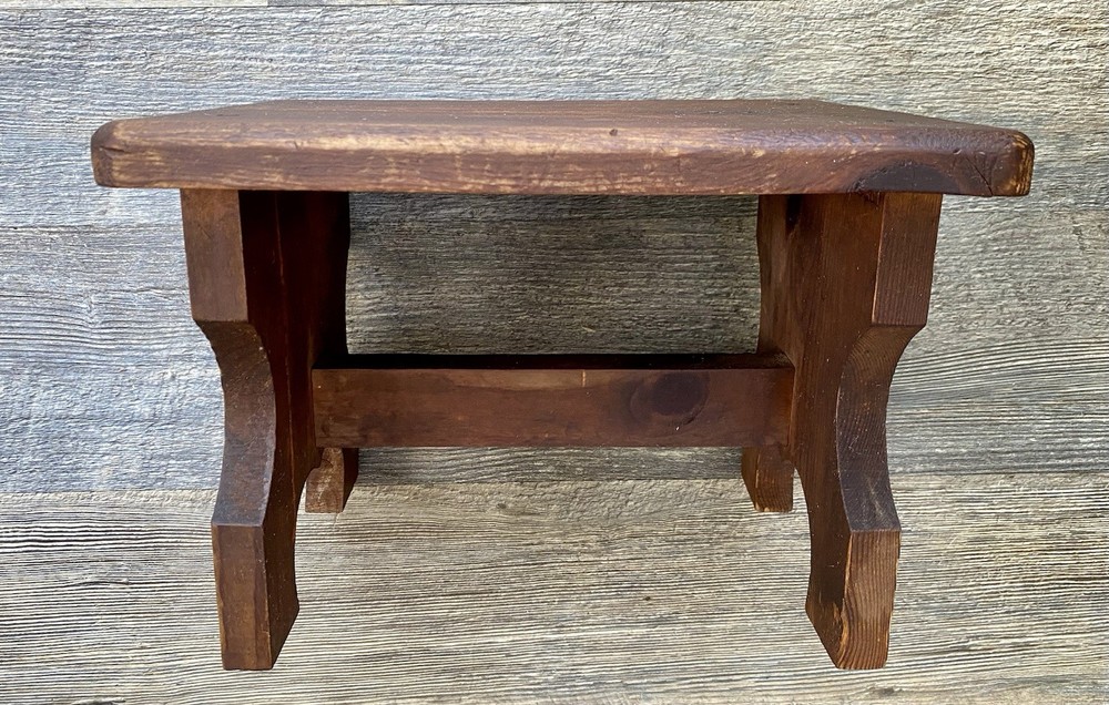 Vtg Solid Wood Footstool 8 1/2” X 11”
