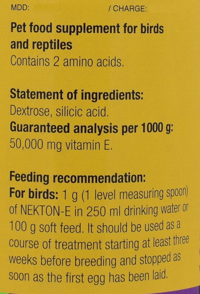 -E Suplemento De Vitamina E Para Aves, 35 G